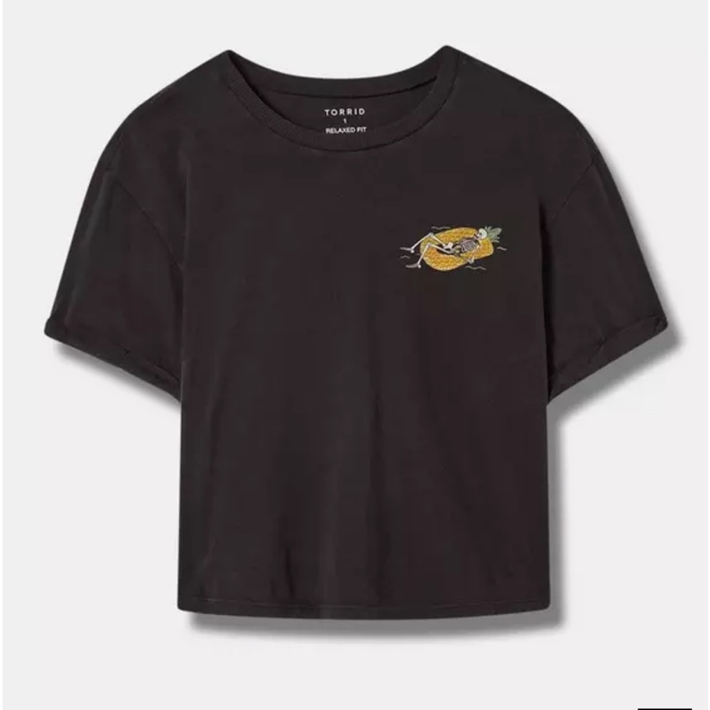 Torrid pineapple Skelton cropped tee